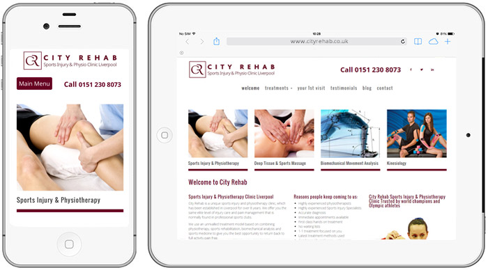 Responsive website design for City Rehab Liverpool