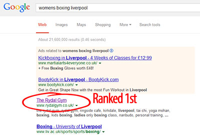 Search engine first page
