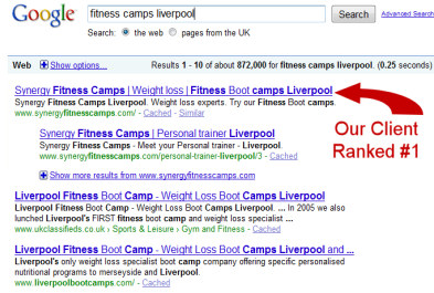 seo agency fitness camps liverpool