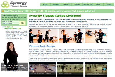 web design liverpool - synergy fitness camps